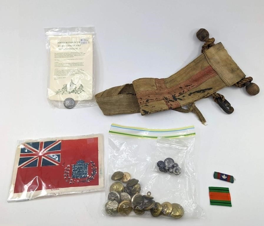 Antique Military Pennant & Military Buttons