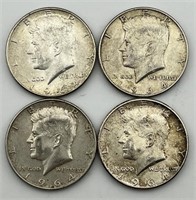 4pc 1964 Kennedy Half Dollars