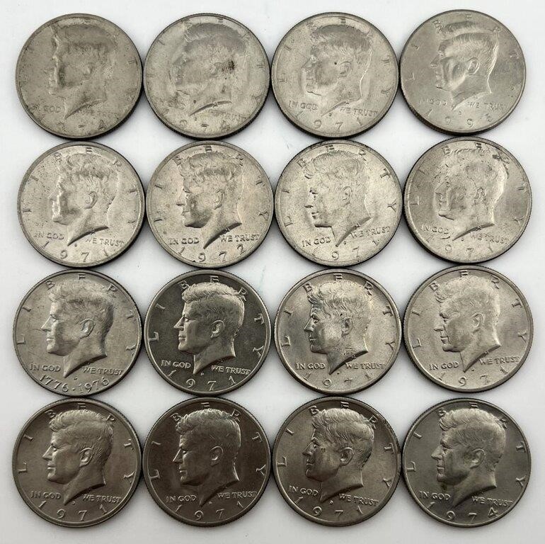 16pc Kennedy Half Dollars