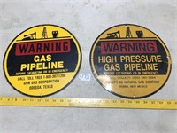 11 3/4" Alum. Signs- Warning Gas Pipeline, Warning