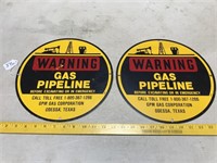 Metal Warning Gas Pipeline Signs - 11 3/4"