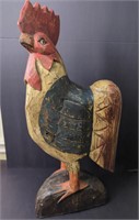 Hand Carved Wood 20" Rooster Figure