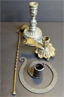 Brass, Iron and Pewter Candle Holders