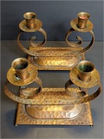 Hand Hammered Copper Candle Stands x 2