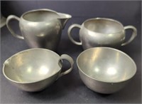 Antique Pewter Creamer and Sugar Sets x 2