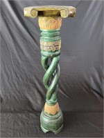 Ornate Twisted Wood Pedestal Stand