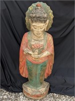 Vtg 41" Hand Carved Wooden Buddha Statue