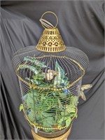 Metal 24" Bird Cage Faux Flower Terrarium