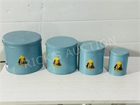 4 pc tin canister set w/ decals