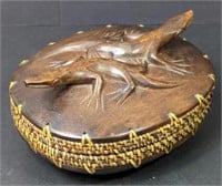 Hand Carved Wood Lombok Lizard Lid Basket