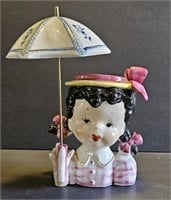 Vintage NAPCO Umbrella Girl Head Vase