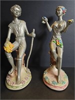 Italian Boy and Girl Pewter Figurines