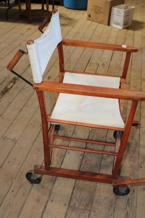 Vintage Wooden Folding Wheelchair