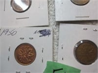 4 Canadian pennies George VI, 1948,2x49,50