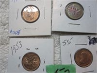 4 Canadian pennies George VI &