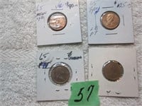 4 Canadian pennies 1965x3, 1969