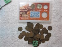 65 American pennies 1910 & up & 2 Pearl Harbour
