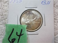 1955 Canadian.25 cent BU