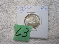 1953 Canadian .25 cent SF, BU, SD