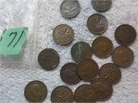 16 Canadian pennies1940's