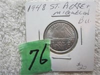 1948 Ste. Pierre & Miguel 1 Franc coin.