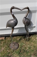 Brass Heron Garden Sculptures / 3ft