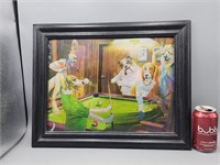 3D Dogs Playing Pool 19"×15"