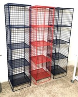 Trio of Colorful Metal Cube Shelves