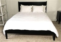 Full Sized Platform Bed with Bedding