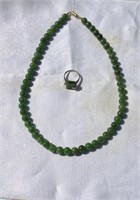 Jade Necklace & Ring 18" long
