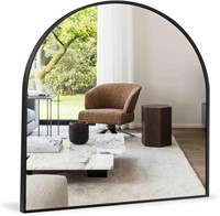 26x28 Black Arched Wall Mirror for Vanity