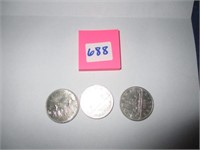 3 silver dollars