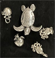 Sterling silver sea turtle charms