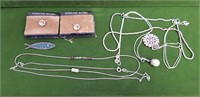 LARGE LOT STERLING SILVER LOT NECKLACE & PENDENTS