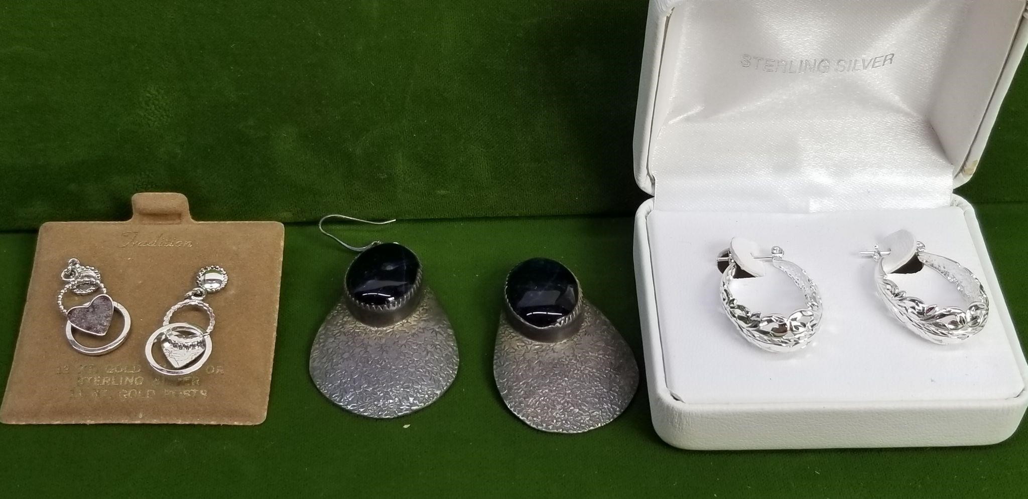 3 STERLING SILVER EARRING SETS