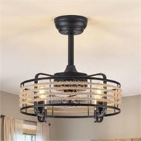 Boho Ceiling Fan with Light Fandelier Rattan