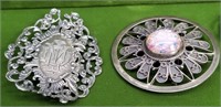 6pc STERLING SILVER LOT 2 VTG BROOCHES & 4 RINGS