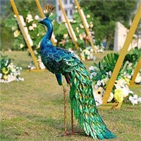 chisheen Outdoor Solar Peacock Statue Garden