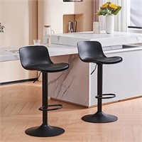 2 Sets YOUNIKE Bar Stools Modern Black PU Counter