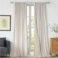 100% Blackout Ivory Off White Velvet Curtains 108