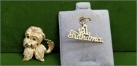 14KG DOG BROOCH & #1 GRANDMA PENDENT (6.84 GRAMS)