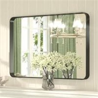 Wansi Shine 36Ã—30 Inch Black Bathroom Mirror