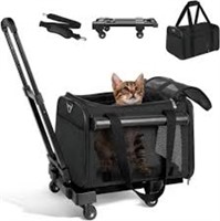 WOYYHO Shading Pet Cat Carrier with Wheels