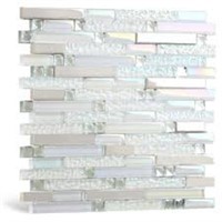 Blujellyfish Glass Metal Tile Iridescent White