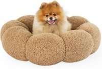 Lesure Calming Small Dog Bed - Flower Donut Round