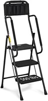 HBTower 3 Step Ladder with Handrails, 500 lbs