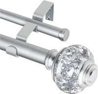 USFOOK Double Curtain Rods 72-144" with Bling