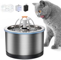 Peteast Cat Water Fountain, 2.5L/84Oz Stainless
