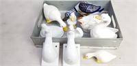 10pc CERAMIC DUCKS AND ROOSTERS