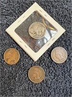 1919 S BUFFALO NICKEL W/ SET OF THREE INDIAN HEAD